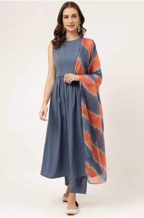 plain rayon kurti in blue yonder KTI2664