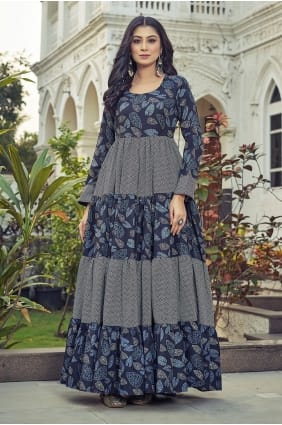 Robe longue imprimée multicolore en polycoton GW1303