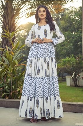 Robe longue en polycoton imprimée multicolore GW1305