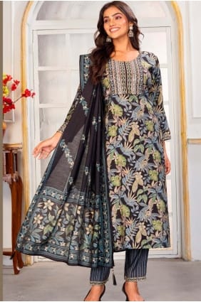 Salwar Kameez Chanderi imprimé multicolore SK156136