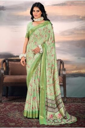 sari en coton imprimé vert SR28212