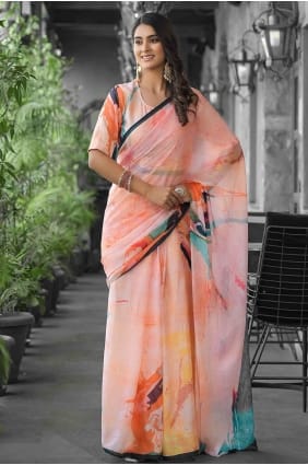 Robe pêche en georgette imprimée GW1273