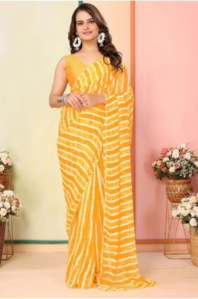 sari en georgette imprimé jaune SR28479