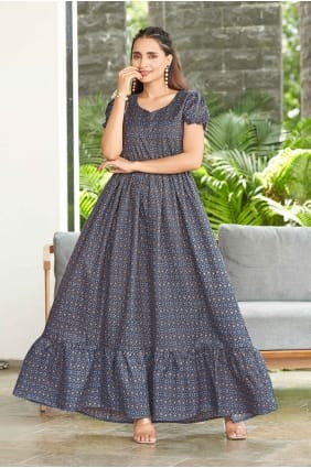 Robe grise imprimée en polycoton. GW1328
