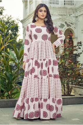 Robe longue multicolore en polycoton imprimé GW1304