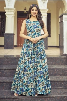 Robe longue imprimée en rayonne multicolore GW1306