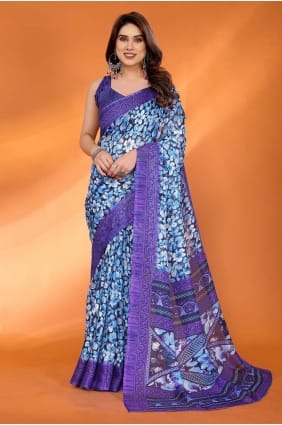 Sari multicolore en Kota doria avec imprimé SR30048