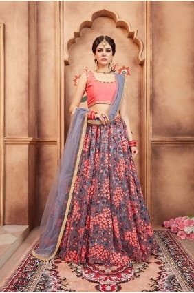Grey Net Lehenga Choli lc1775
