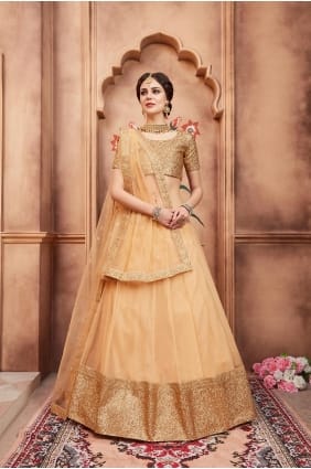 Beige Net Lehenga Choli LC1777