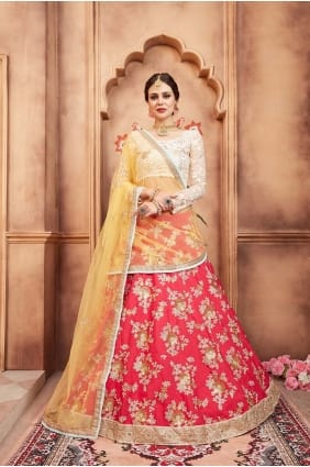 Red Art soie Lehenga Choli lc1779