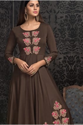 Robe en coton marron foncé GW0026