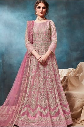 Pink Net Anarkali Costume s AS2274