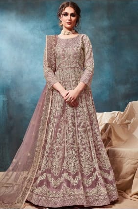 Mauve Net Anarkali Costume s AS2275