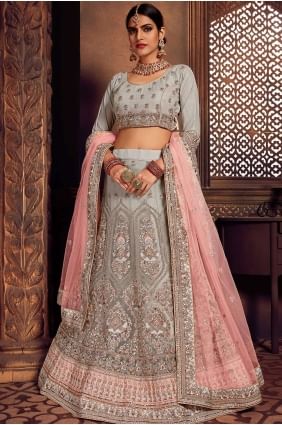 Filet Lehenga Choli gris clair LCU2341