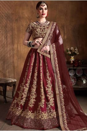 art marron soie lehenga choli lc2401