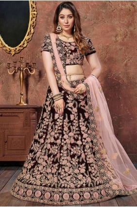velours marron lehenga choli lc2424