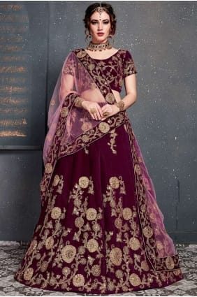 rose,magenta velours lehenga choli lc2432