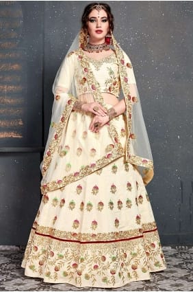 choli lehenga soie crème lc2438