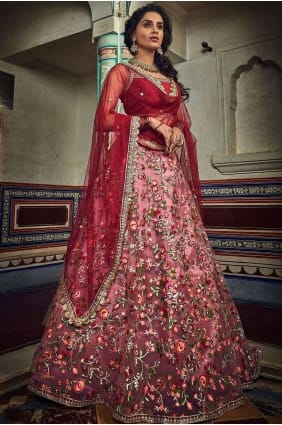 bébé rose net lehenga choli LC2495