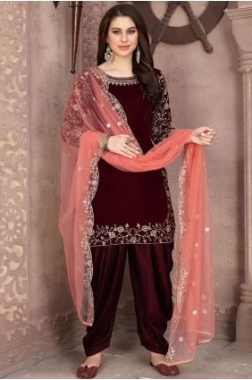 costume s en velours marron patiala PS2128