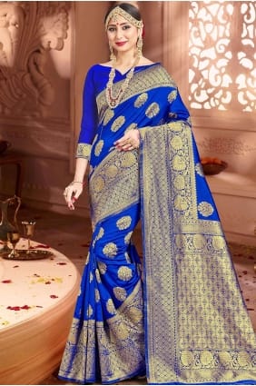 Royal Bleu Art Soie Banarasi Sari SRU16611