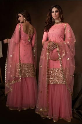 Costume Sharara En Filet Rose ss0351