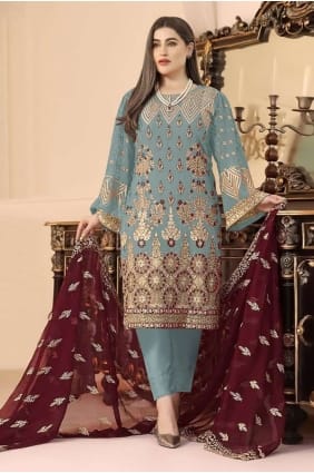 brodé georgette ciel salwar kameez avec dupatta SK153384