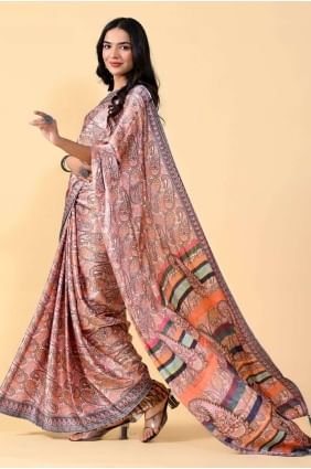 Saris multicolore en soie avec impression numérique SR24859