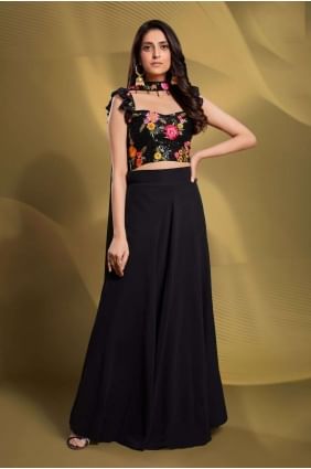 Black Georgette Party Lehenga Choli avec fil LC7051