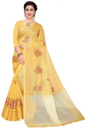 tissage de sari en filet jaune SR24960