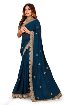 Saris Morpeach Georgette brodé SR25217