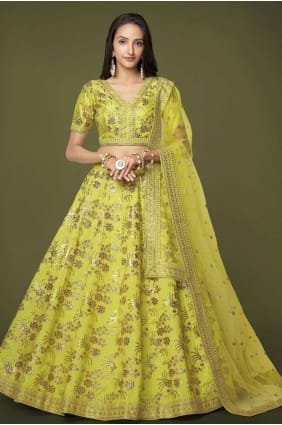 Neon brodé soie mariage lehenga choli LC7178