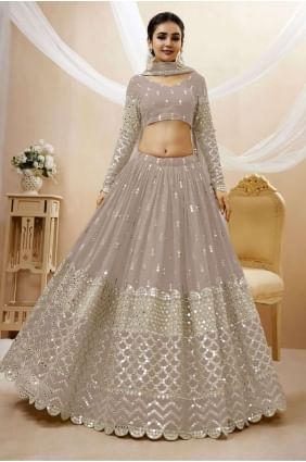 Diwali Lehenga Choli gris en georgette brodée LC7195