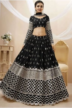 georgette noire brodée Diwali lehenga choli LC7198