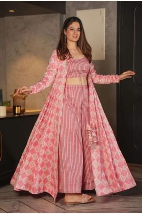 Barbie Pink Georgette Digital Print Palazzo Suit avec Dupatta PZ3713