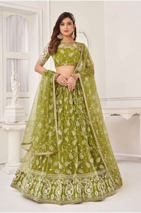 mehndi mariage lehenga choli en filet brodé LC7289
