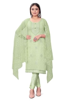 pista salwar kameez avec chanderi brodé SK153654