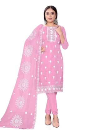 chanderi brodé rose salwar kameez avec dupatta SK153662