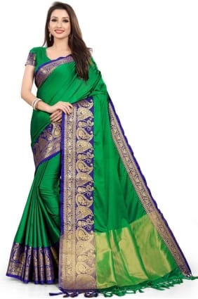 sari en soie tissée verte SR25576