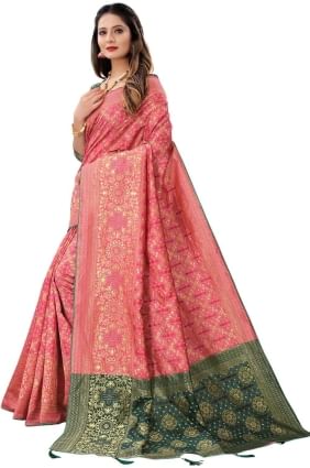 sari tissé rose vif en soie SR25606