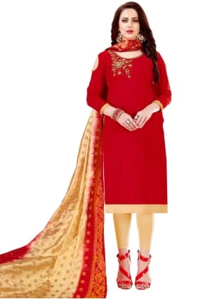 kameez salwar en soie avec broderie multicolore SK153756