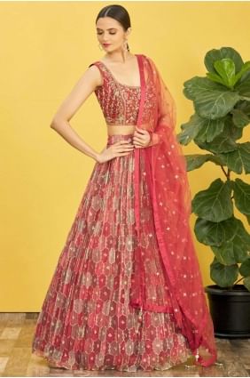 choli lehenga de mariage marron avec organza à impression numérique LC7372