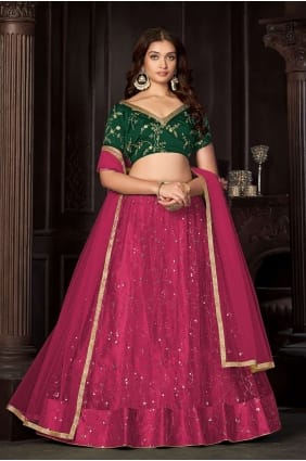 Net Lehenga Choli en Brodé LC7569
