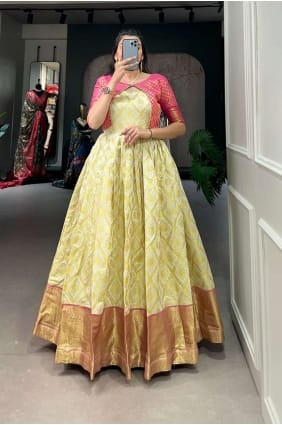 robe robe crème avec tissage jacquard de soie GW0706