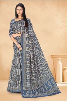 chanderi digital print multicolor sari with blouse SR25954