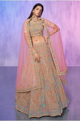 Lehenga choli en georgette mauve avec brodé LC7575