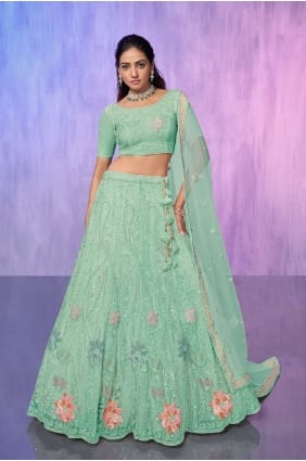 Filet Lehenga Choli avec Aqua brodé LC7592