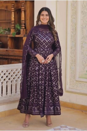 robe brodée de vin en fausse georgette GW0776