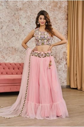Manipuri et filet Lehenga Choli avec broderie LC7682