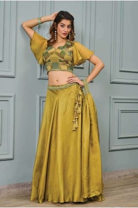 Lehenga Choli vert olive avec broderie LC7683